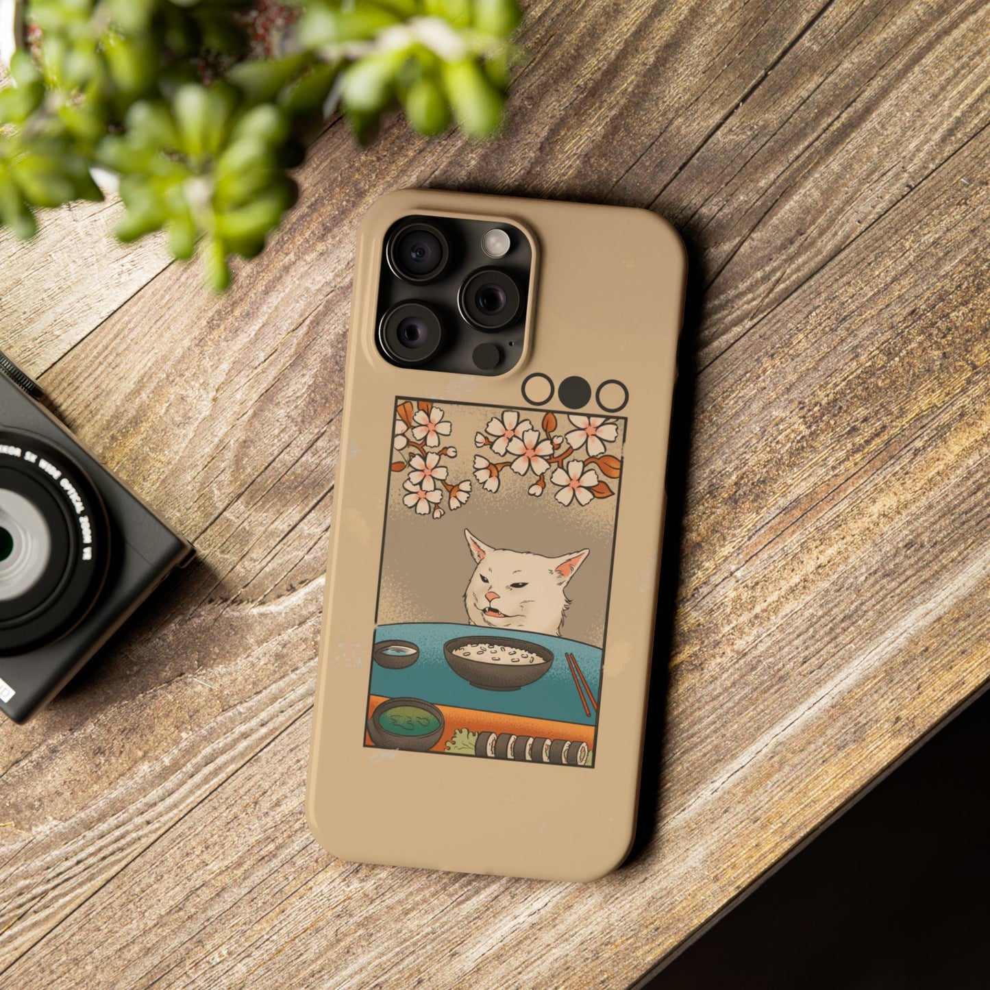 Whimsical Cat and Sushi iPhone Case – Meme-Inspired