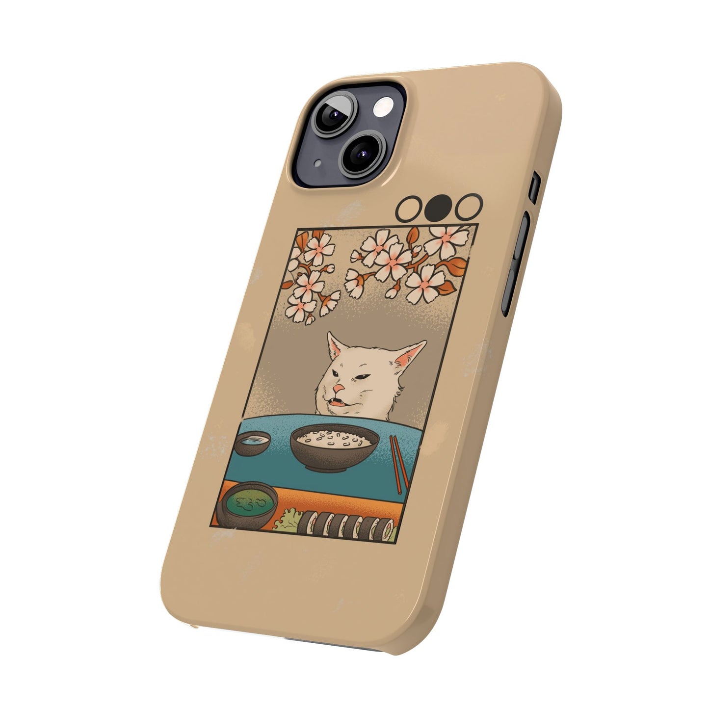 Whimsical Cat and Sushi iPhone Case – Meme-Inspired