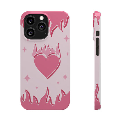 Pink iPhone 15 Case with Heart on Fire - Modern and Feminine Design - For iphone 13, iphone 14 and iphone 15 pro and max