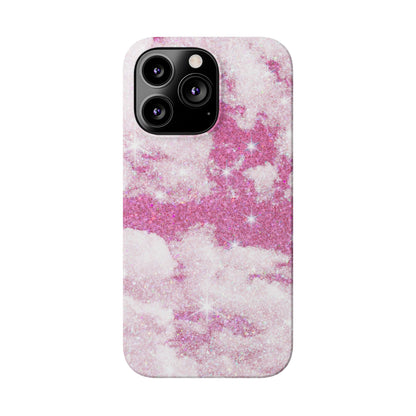 Pink Glitter Sky Phone Case - Sparkling Cloud Design for iPhone