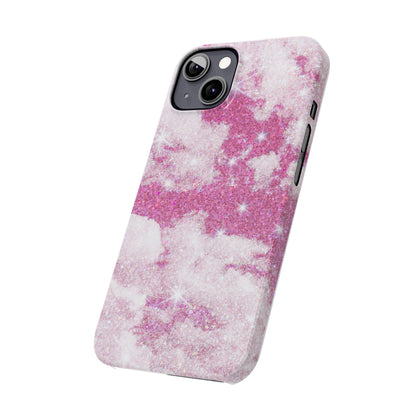 Pink Glitter Sky Phone Case - Sparkling Cloud Design for iPhone