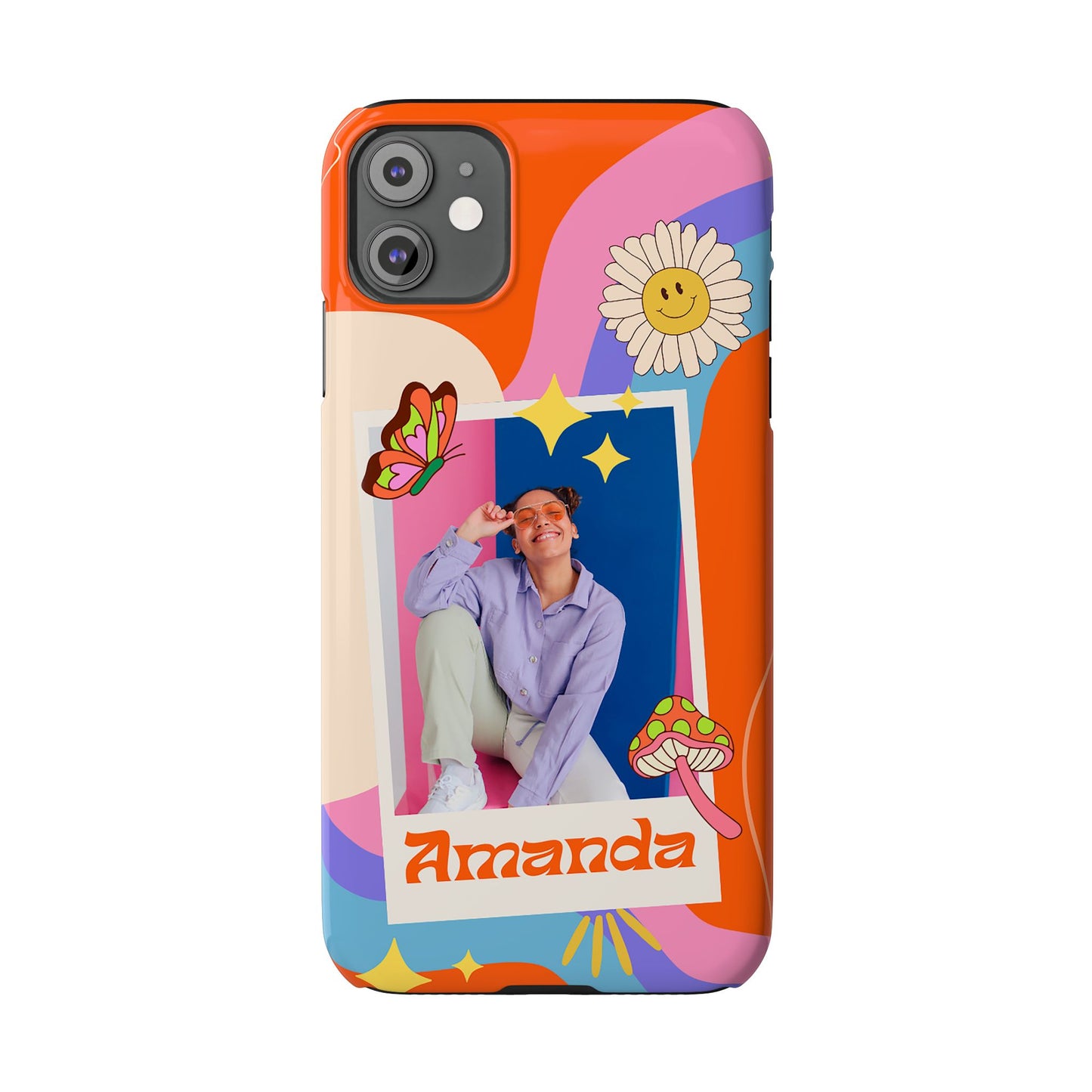 Custom photo and name Retro Groovy