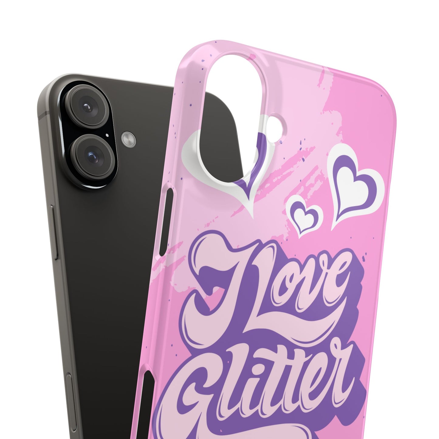 "i love glitter" Design and hearts