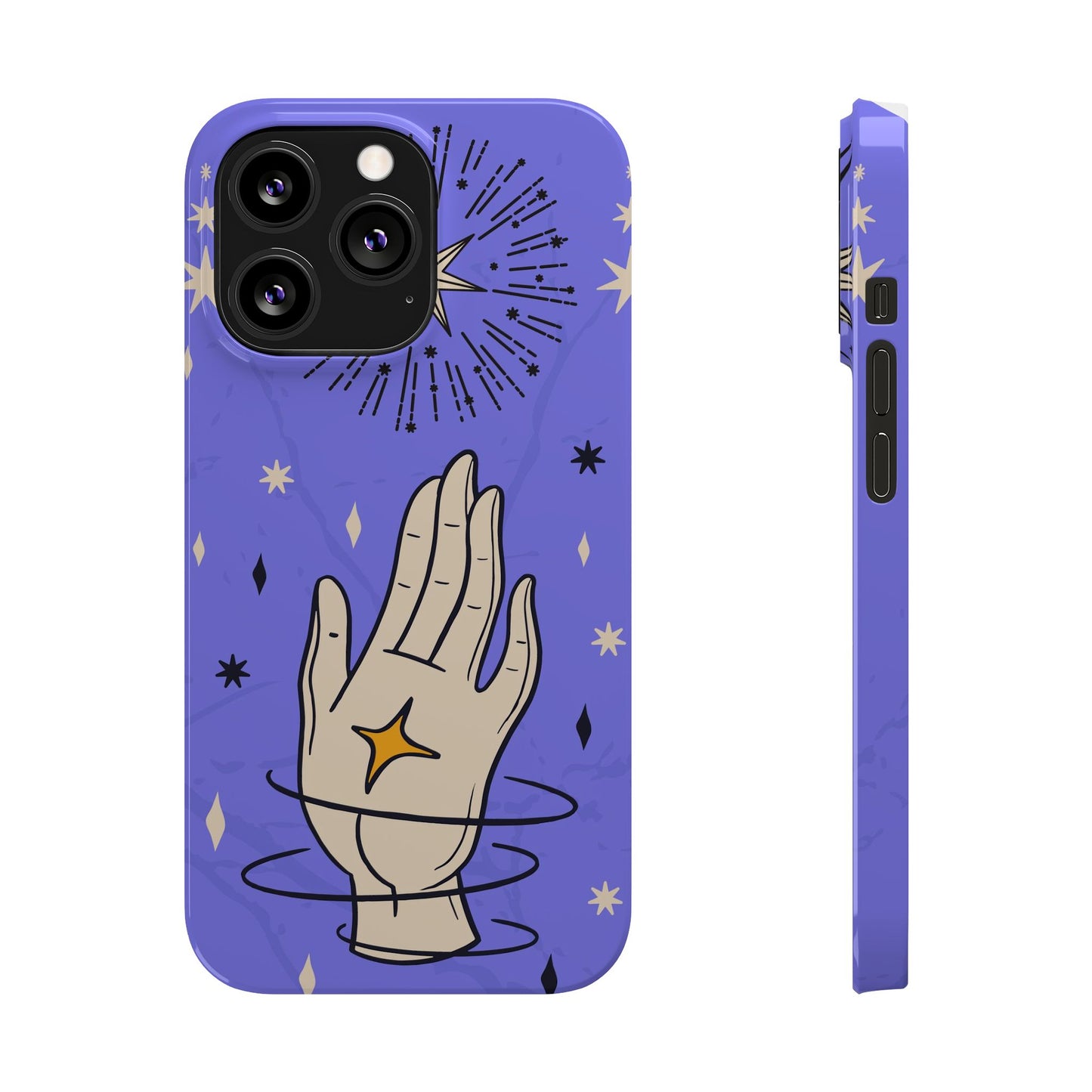 Purple Mystic Hand iPhone 15, 14, 13 Case - Celestial Design - Fits iPhone 15 Pro and Max - Ideal Gift for Astrology Enthusiasts