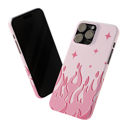 Pink Flame iPhone Case with Heart - Feminine Design for Women. For iphone 13, iphone 14 and iphone 15 pro and max