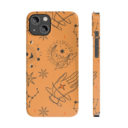 Orange Mystical Astrology iPhone 16, 15, 14, 13 Case - Ideal Gift for Astrology Enthusiasts - Celestial Artistry - Fits iPhone 15 Pro and Max