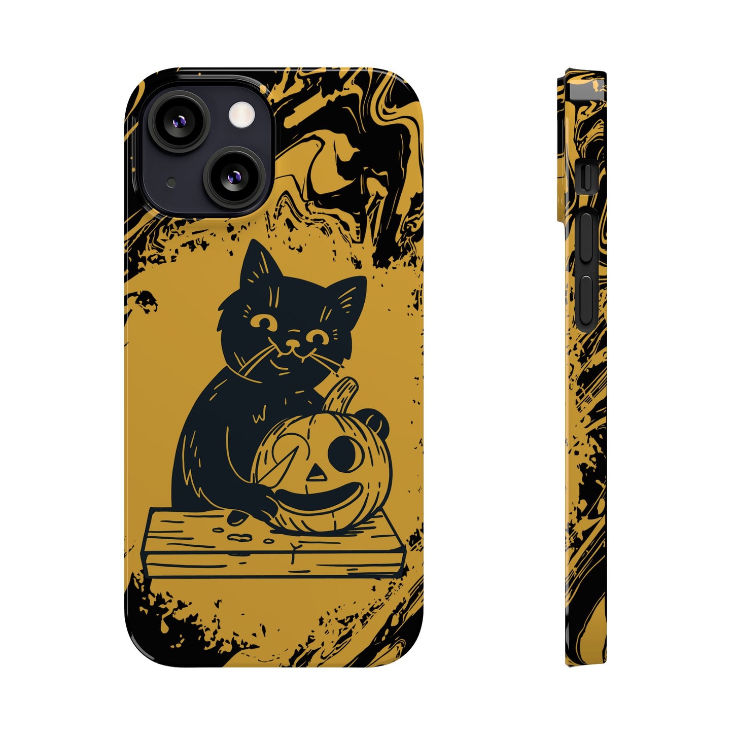 iPhone Case Halloween Edition: Kitty Carving Pumpkin. Iphone 16, 15 case, iphone 14 case, iphone 13 case. Pro, max and mini