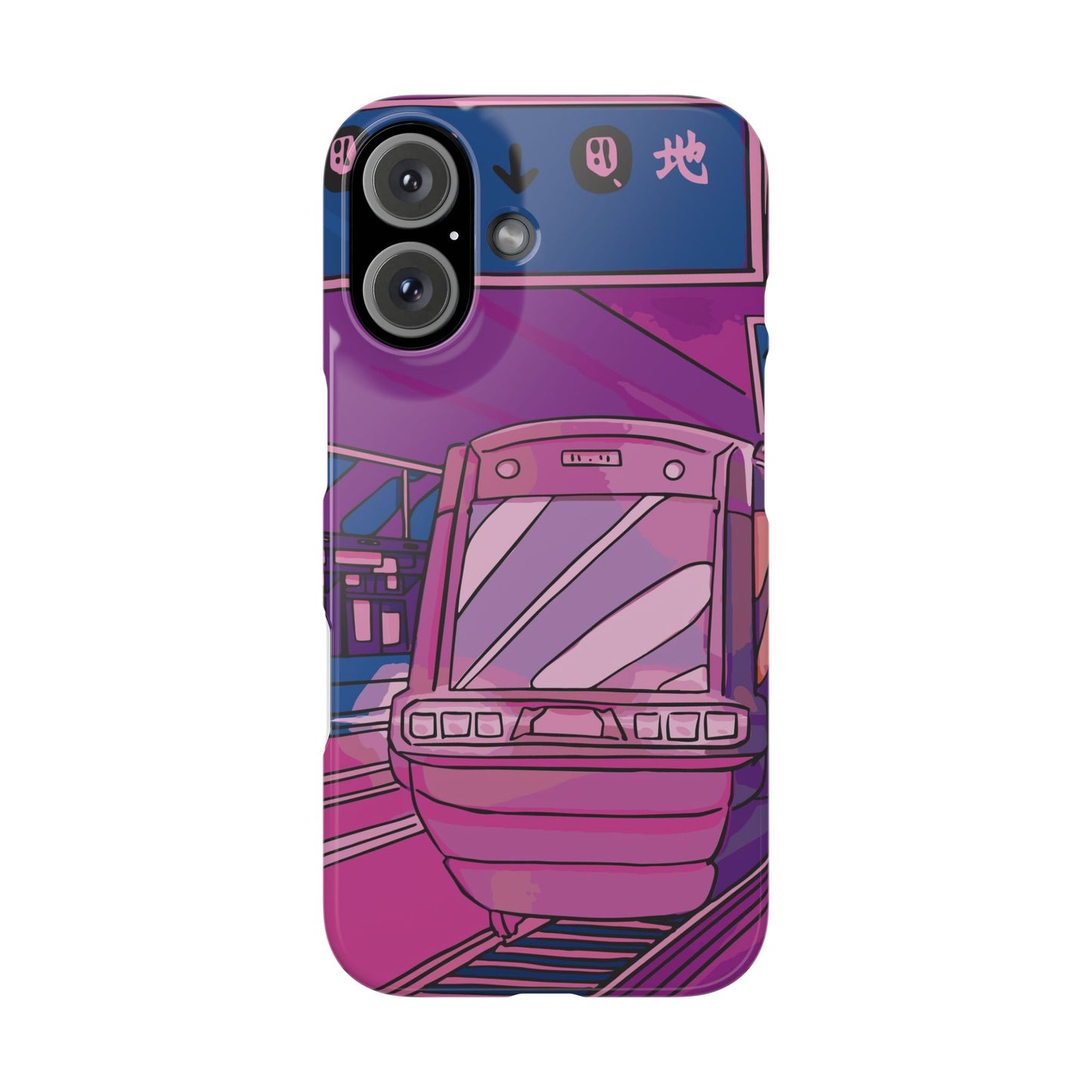 iPhone case with Japanese Vaporwave cityscape for iPhone 16, 15, 14 and 13. Neon Asian style