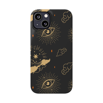 Black and Gold Mystical Astrology iPhone  16, 15, 14,  13 Case. Perfect Gift for Astrology Lovers. Celestial Symbolism - Fits iPhone 15 Pro & Max