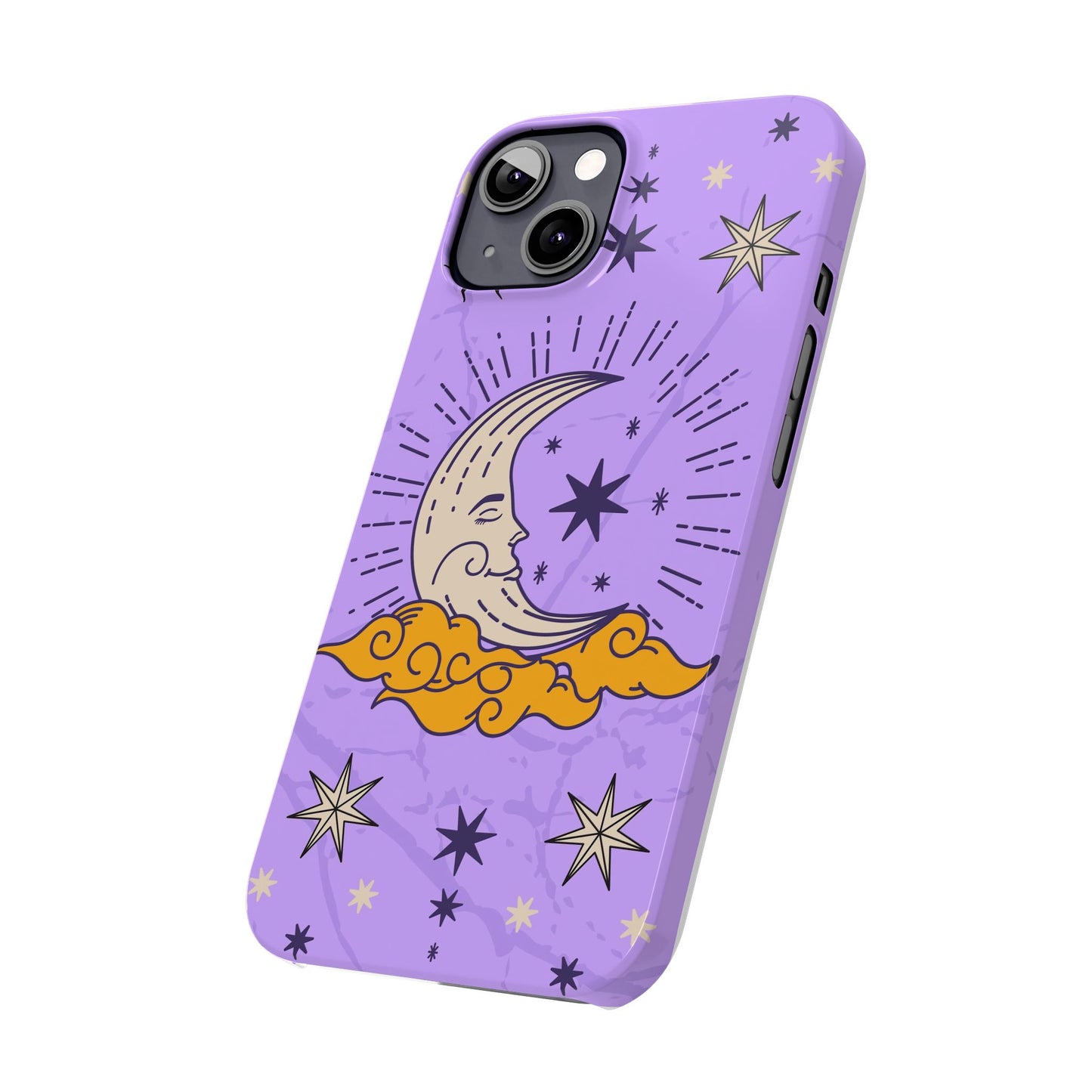 Purple Moon & Modern Witch iPhone 16, 15, 14, 13 Case - Celestial Design - Fits iPhone 15 Pro and Max - Ideal Gift for Modern Witches