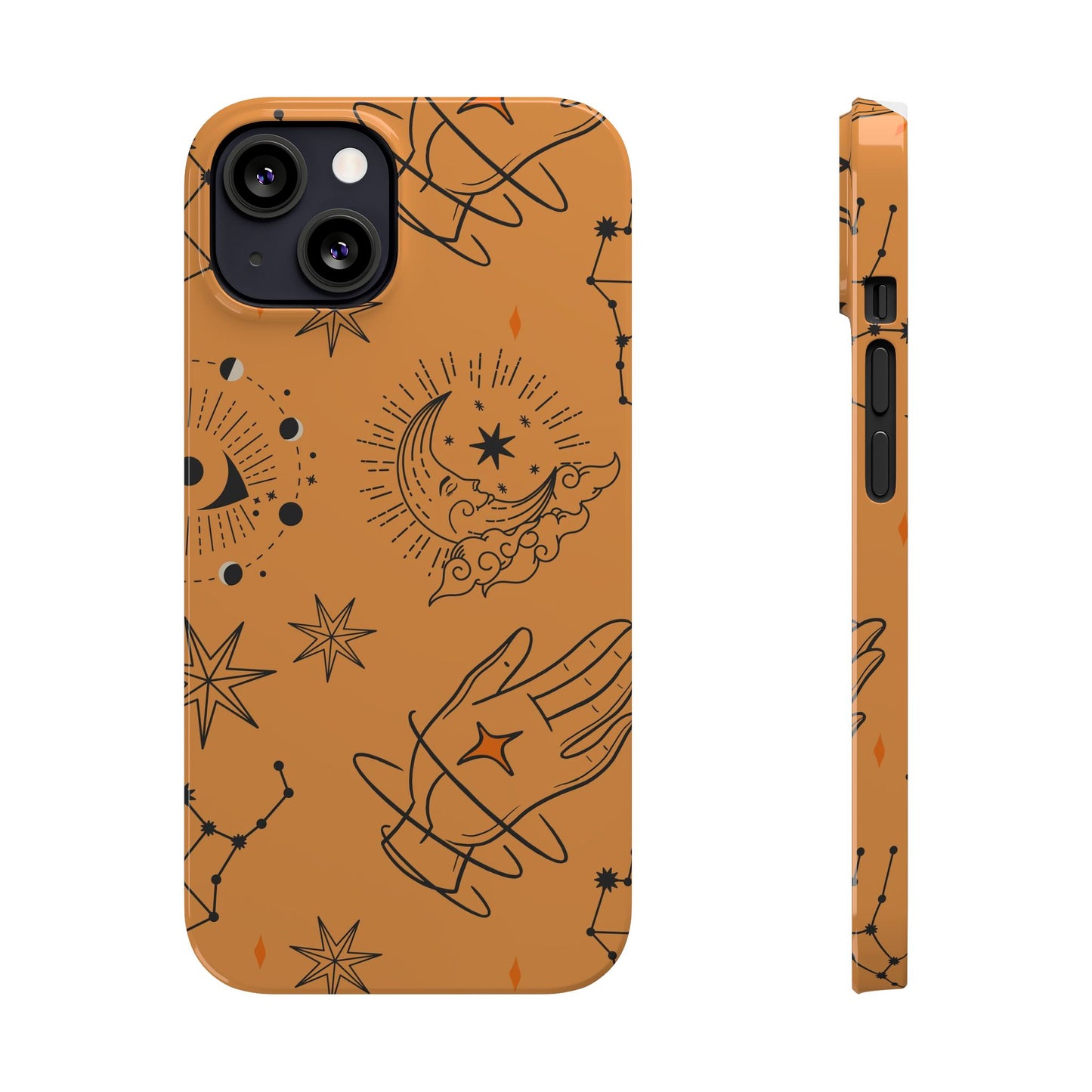 Orange Mystical Astrology iPhone 16, 15, 14, 13 Case - Ideal Gift for Astrology Enthusiasts - Celestial Artistry - Fits iPhone 15 Pro and Max