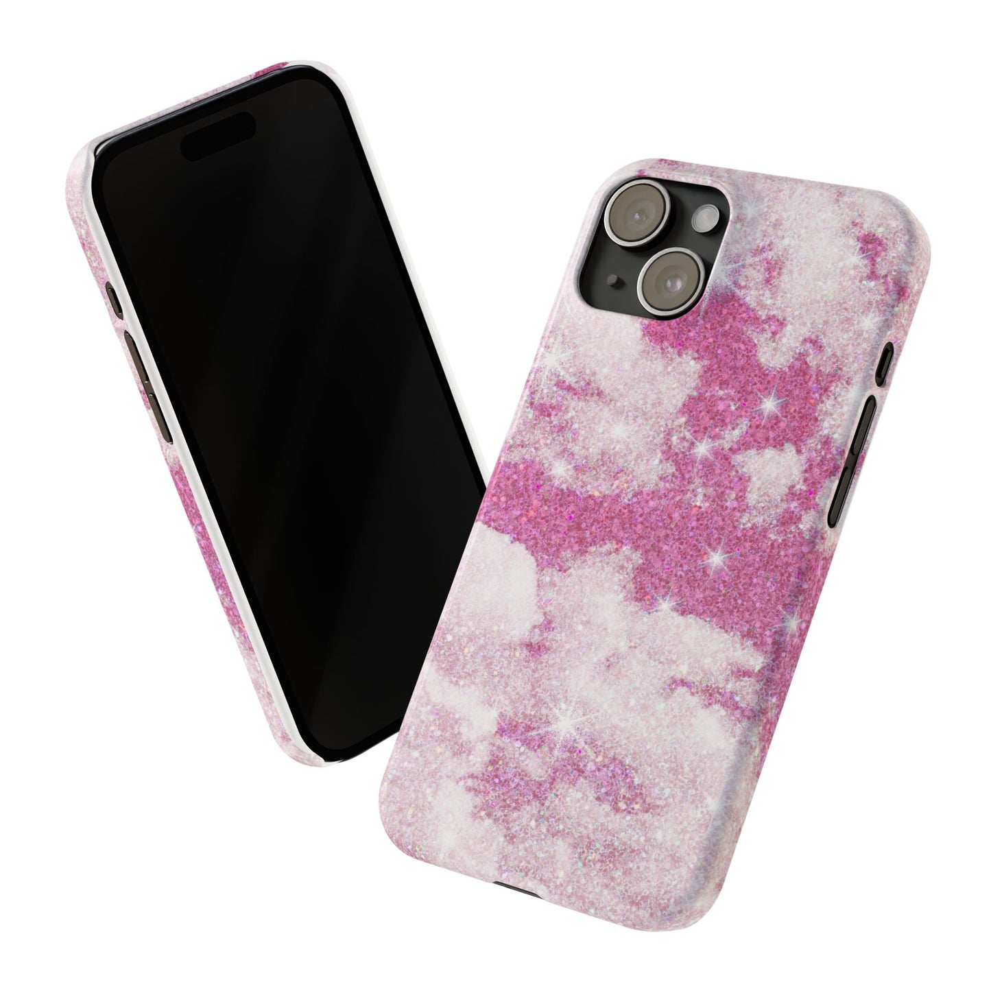 Pink Glitter Sky Phone Case - Sparkling Cloud Design for iPhone