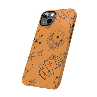 Orange Mystical Astrology iPhone 16, 15, 14, 13 Case - Ideal Gift for Astrology Enthusiasts - Celestial Artistry - Fits iPhone 15 Pro and Max