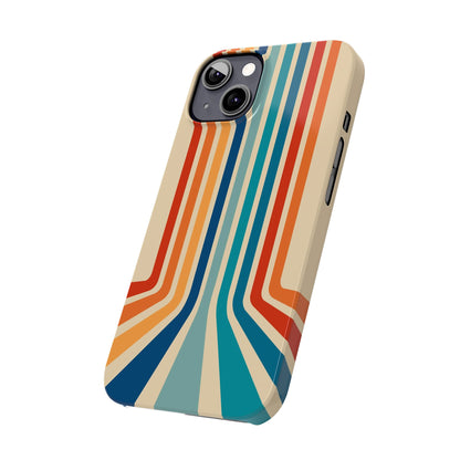 Retro iPhone case with abstract stripes on the horizon - Timeless Design for Summer - For iPhone 13, iPhone 14 and iPhone 15 pro and max.