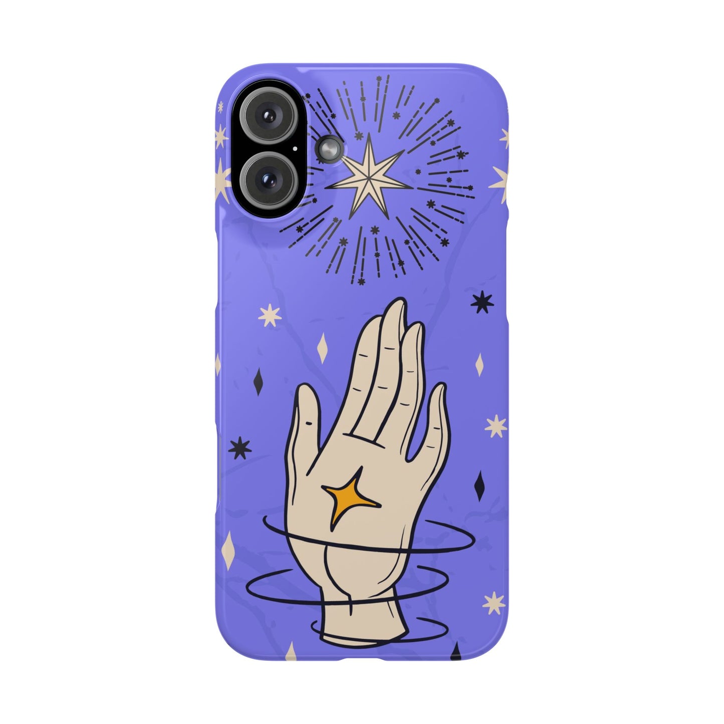 Purple Mystic Hand iPhone 15, 14, 13 Case - Celestial Design - Fits iPhone 15 Pro and Max - Ideal Gift for Astrology Enthusiasts