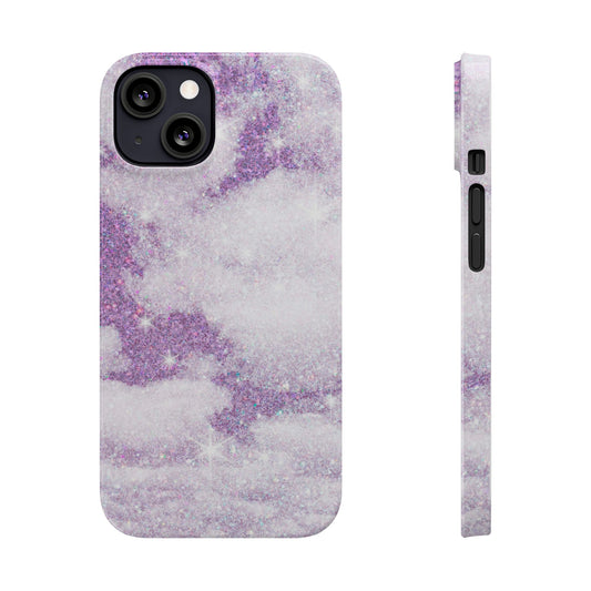 Purple Dreamy Clouds Phone Case - Mystical Glitter Protection for iPhone