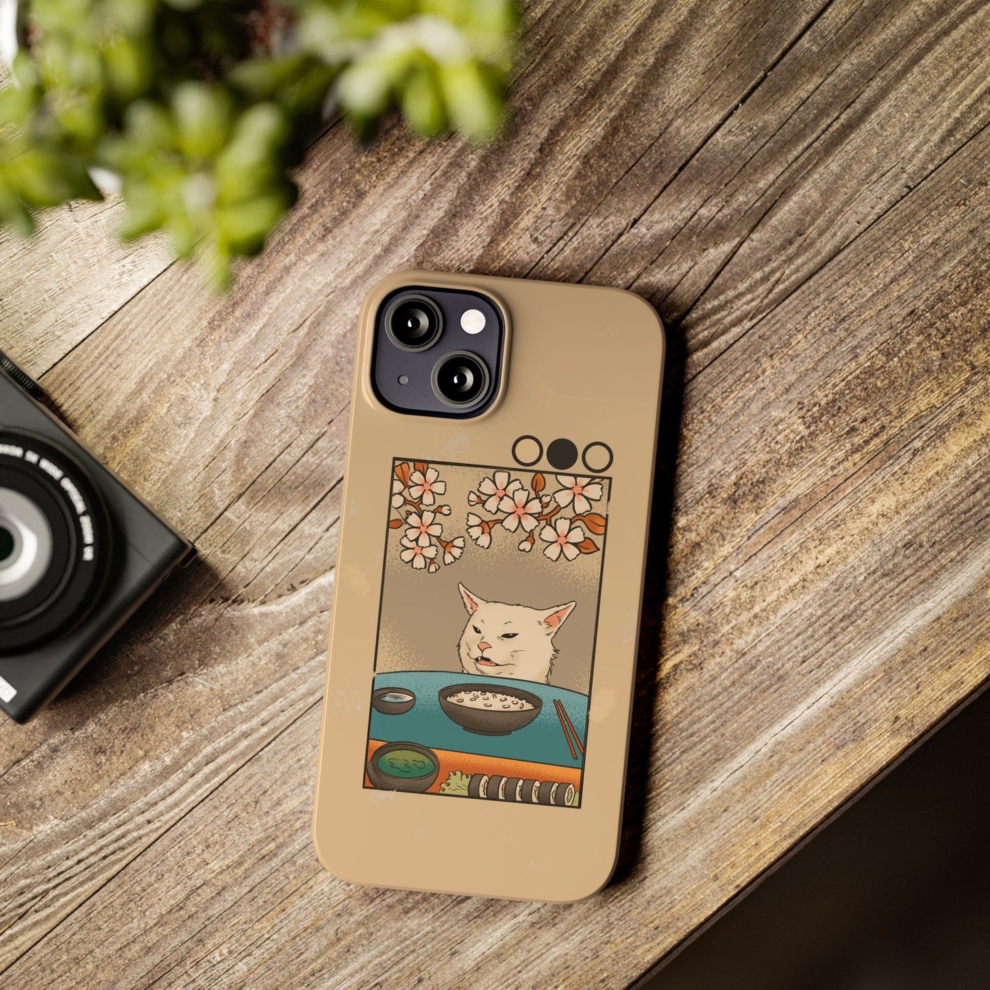 Whimsical Cat and Sushi iPhone Case – Meme-Inspired