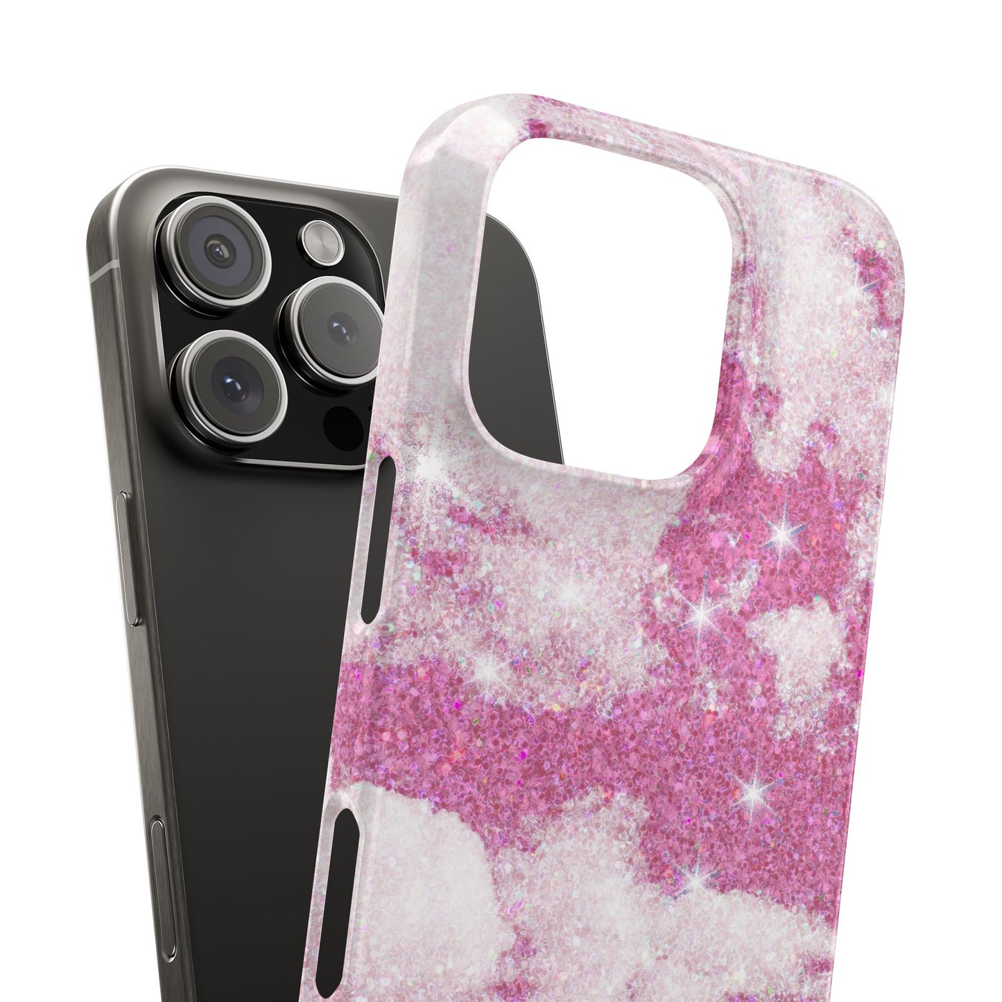 Pink Glitter Sky Phone Case - Sparkling Cloud Design for iPhone