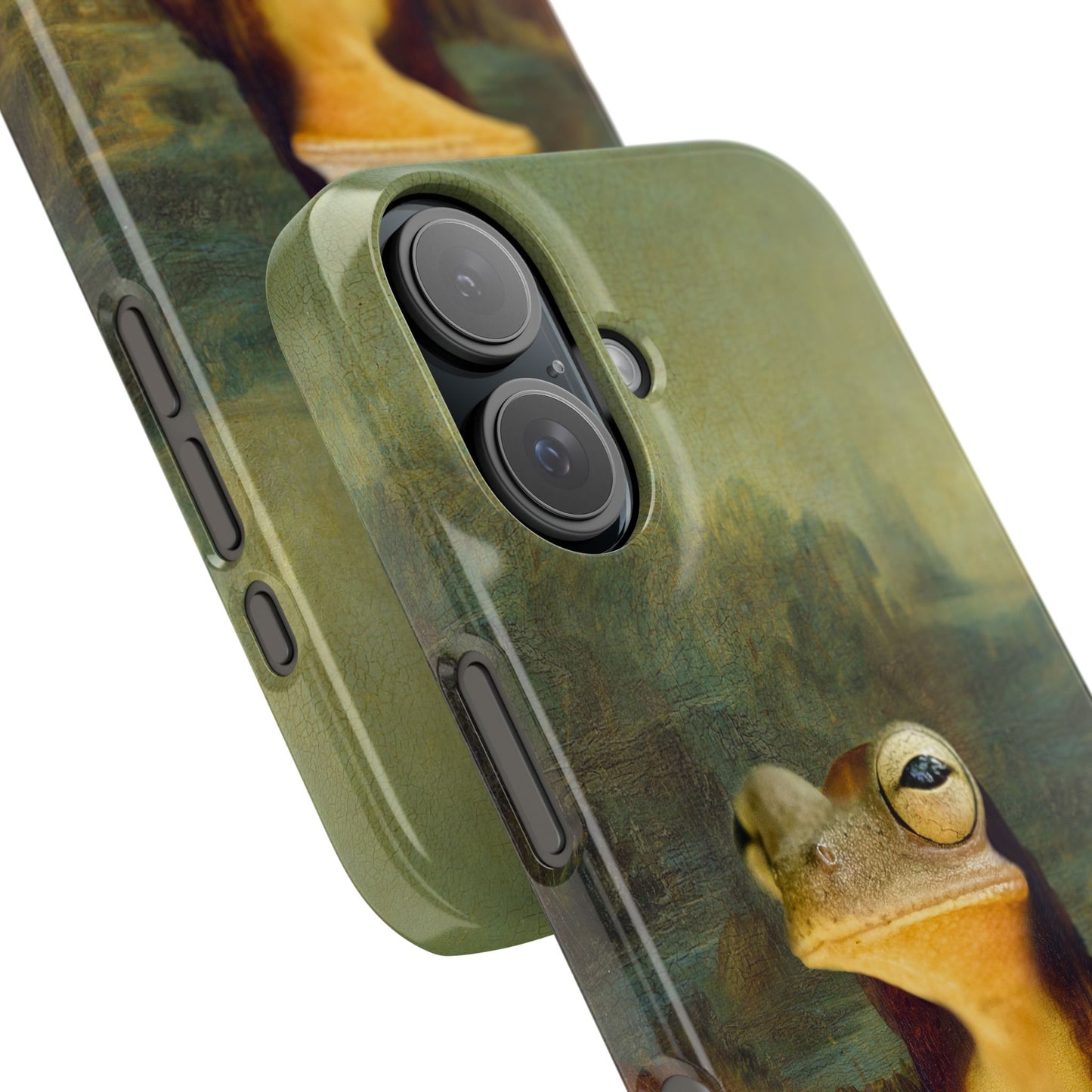 Froggy iPhone Case, Mona Lisa Parody, Wireless Charging - iPhone 16, 15, 14, 13 Pro/Max