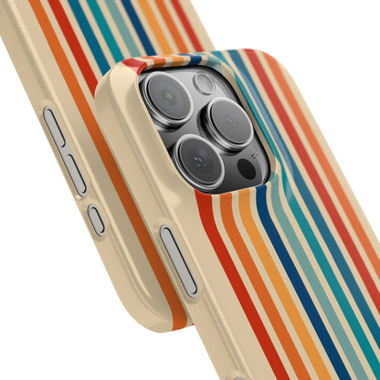 Retro iPhone case with abstract stripes on the horizon - Timeless Design for Summer - For iPhone 13, iPhone 14 and iPhone 15 pro and max.