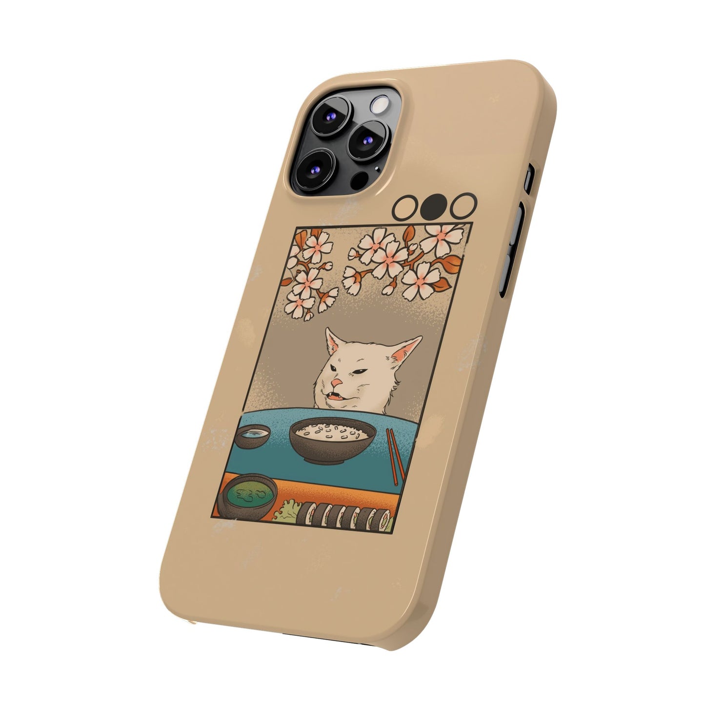 Whimsical Cat and Sushi iPhone Case – Meme-Inspired