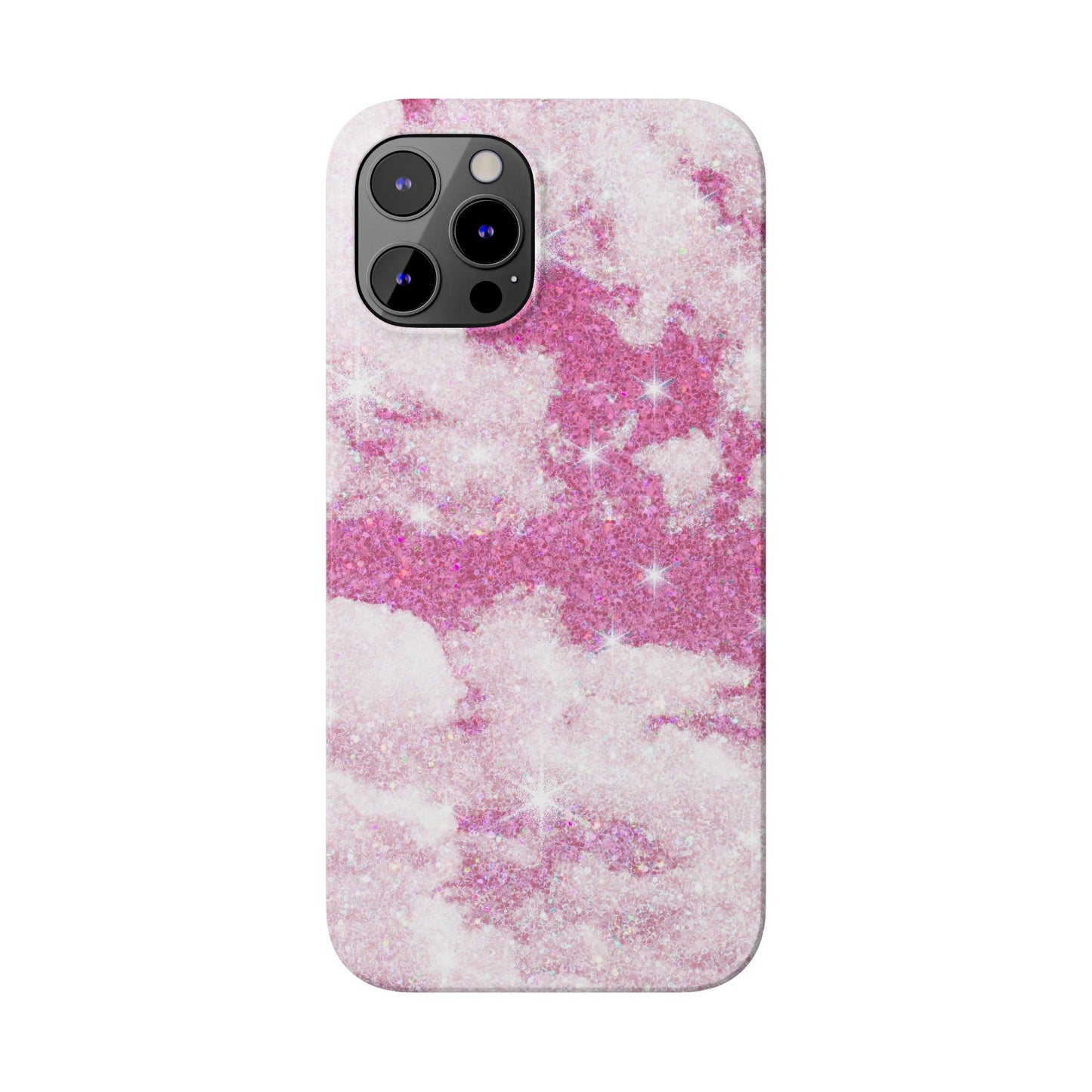 Pink Glitter Sky Phone Case - Sparkling Cloud Design for iPhone