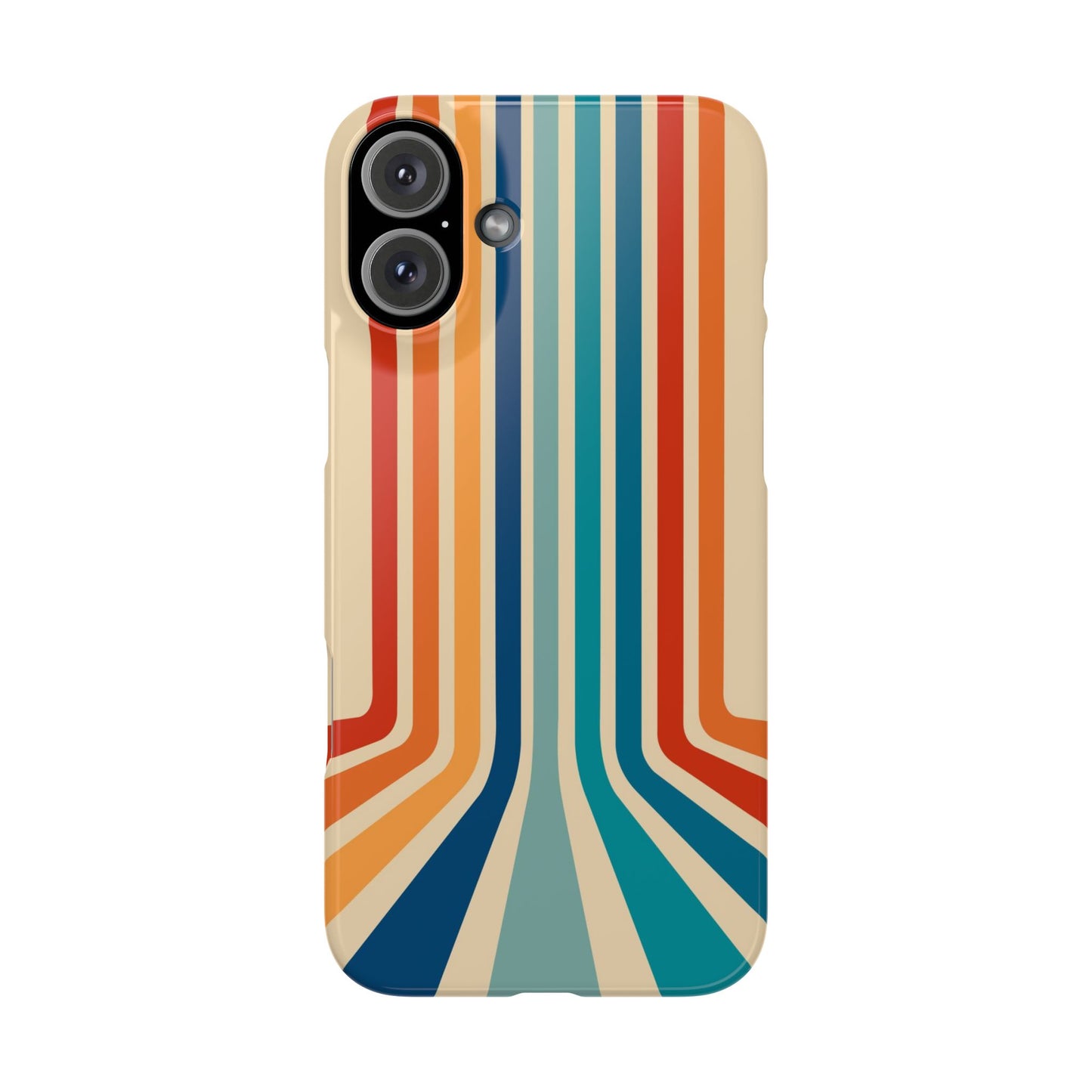 Retro iPhone case with abstract stripes on the horizon - Timeless Design for Summer - For iPhone 13, iPhone 14 and iPhone 15 pro and max.