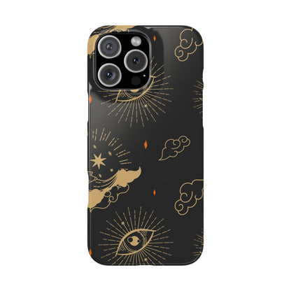 Black and Gold Mystical Astrology iPhone  16, 15, 14,  13 Case. Perfect Gift for Astrology Lovers. Celestial Symbolism - Fits iPhone 15 Pro & Max