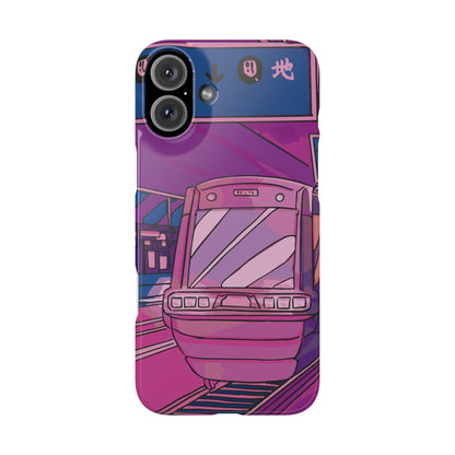 iPhone case with Japanese Vaporwave cityscape for iPhone 16, 15, 14 and 13. Neon Asian style