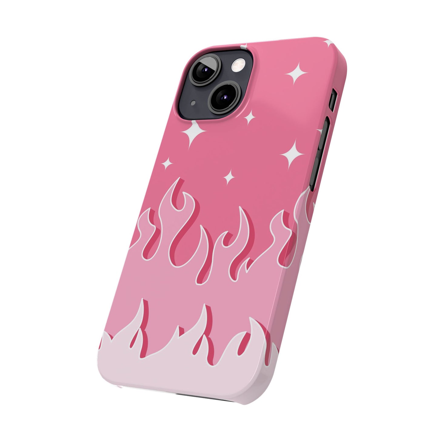 Pink Flame iPhone Case with Heart - Feminine Design for Women. For iphone 13, iphone 14 and iphone 15 pro and max