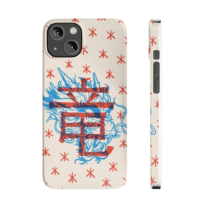 Geek iPhone case with dragon design and Asian art duotone style. Iphone 15 case, iphone 14 and iphone 13 pro and max