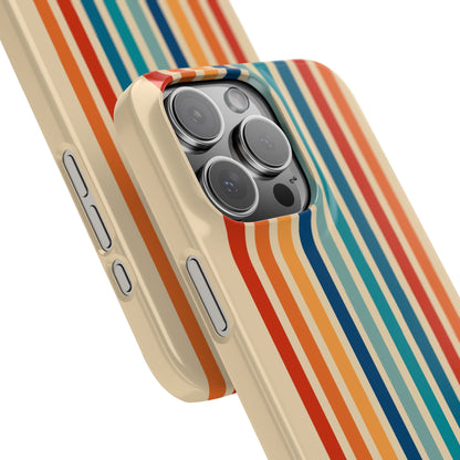 Retro iPhone case with abstract stripes on the horizon - Timeless Design for Summer - For iPhone 13, iPhone 14 and iPhone 15 pro and max.