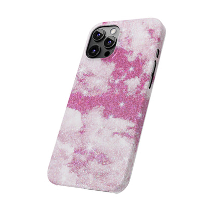 Pink Glitter Sky Phone Case - Sparkling Cloud Design for iPhone