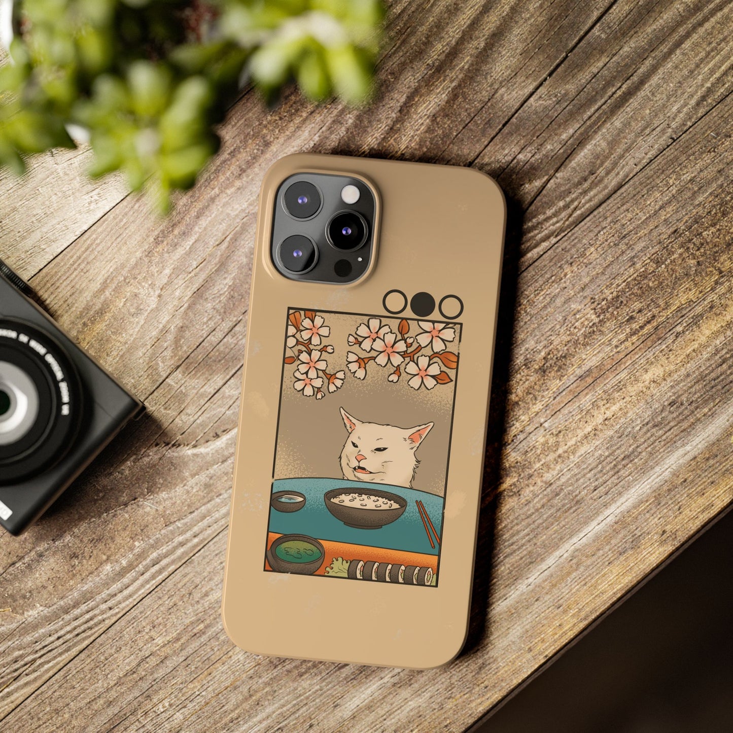 Whimsical Cat and Sushi iPhone Case – Meme-Inspired