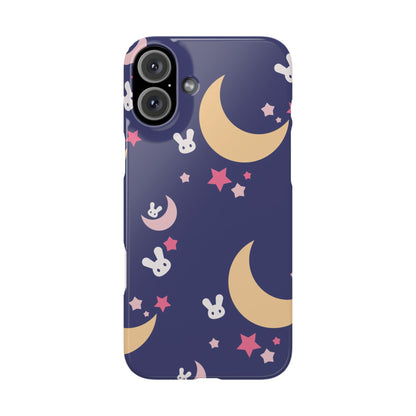 Adorable Bunnies with Moons Background iPhone Case - Ideal for Kids and Rabbit Lovers - For iphone 15 cases, iphone 14 and iphone 13 pro/max