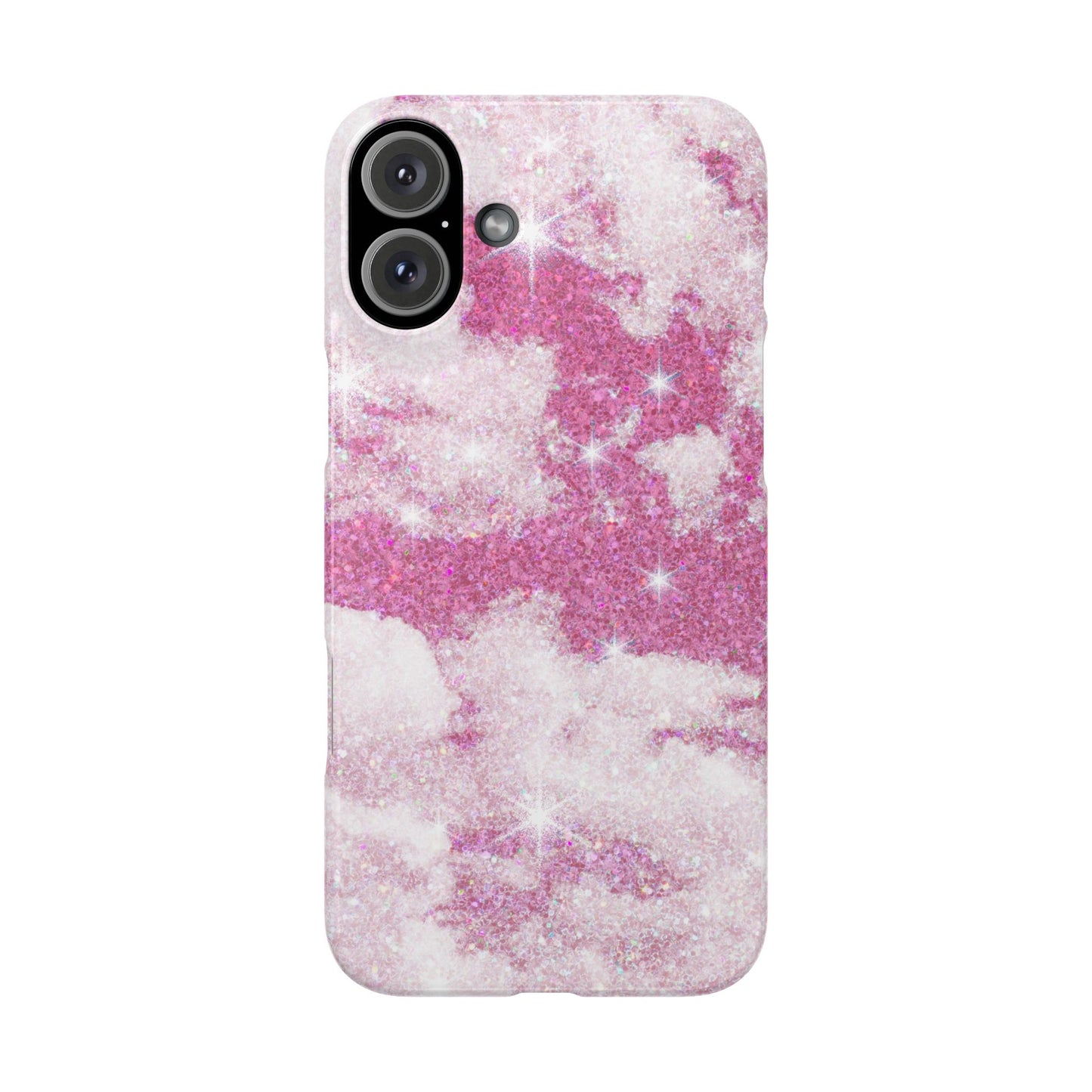 Pink Glitter Sky Phone Case - Sparkling Cloud Design for iPhone