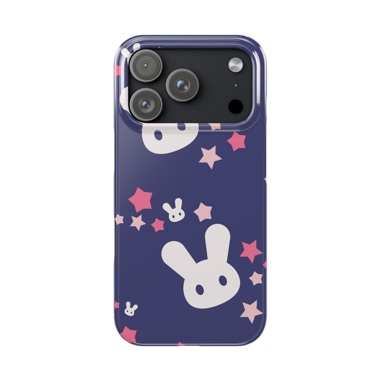 Blue adorable bunnies with stars background