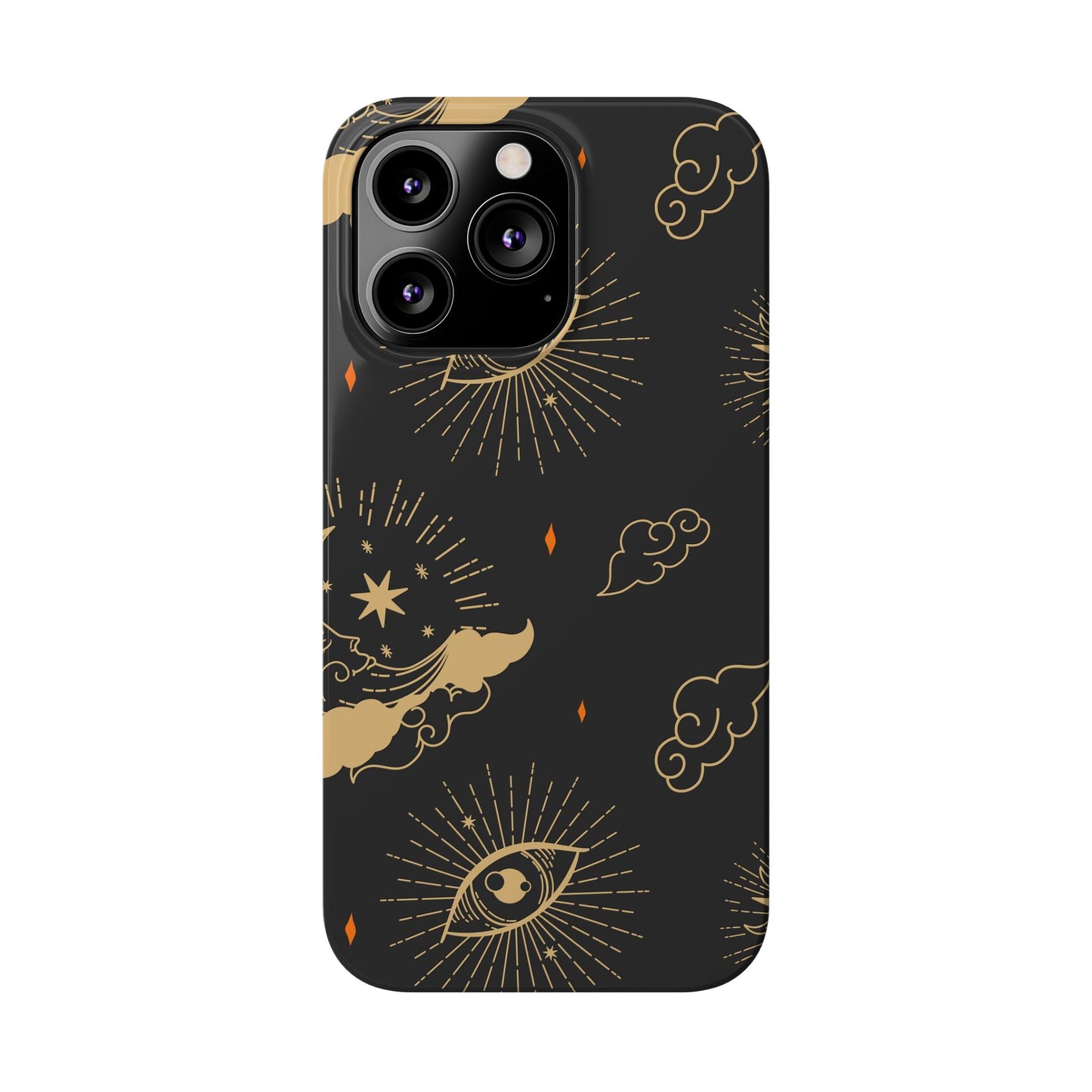 Black and Gold Mystical Astrology iPhone  16, 15, 14,  13 Case. Perfect Gift for Astrology Lovers. Celestial Symbolism - Fits iPhone 15 Pro & Max