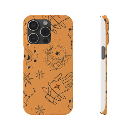 Orange Mystical Astrology iPhone 16, 15, 14, 13 Case - Ideal Gift for Astrology Enthusiasts - Celestial Artistry - Fits iPhone 15 Pro and Max