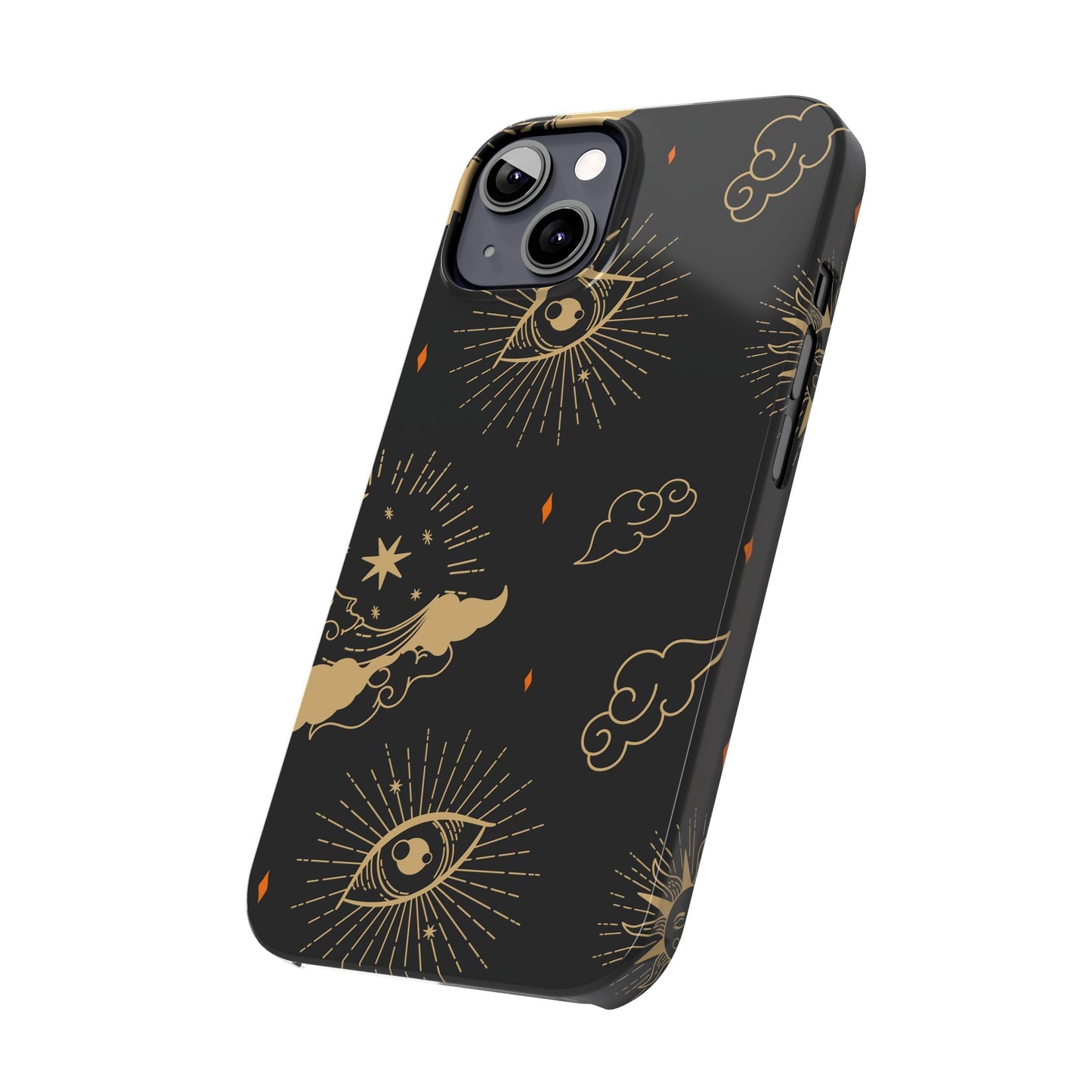 Black and Gold Mystical Astrology iPhone  16, 15, 14,  13 Case. Perfect Gift for Astrology Lovers. Celestial Symbolism - Fits iPhone 15 Pro & Max