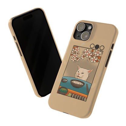 Whimsical Cat and Sushi iPhone Case – Meme-Inspired