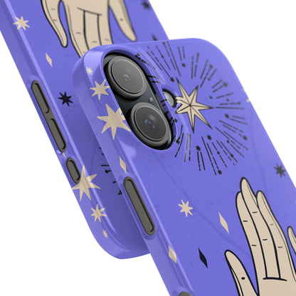 Purple Mystic Hand iPhone 15, 14, 13 Case - Celestial Design - Fits iPhone 15 Pro and Max - Ideal Gift for Astrology Enthusiasts