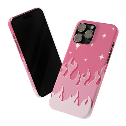 Pink Flame iPhone Case with Heart - Feminine Design for Women. For iphone 13, iphone 14 and iphone 15 pro and max