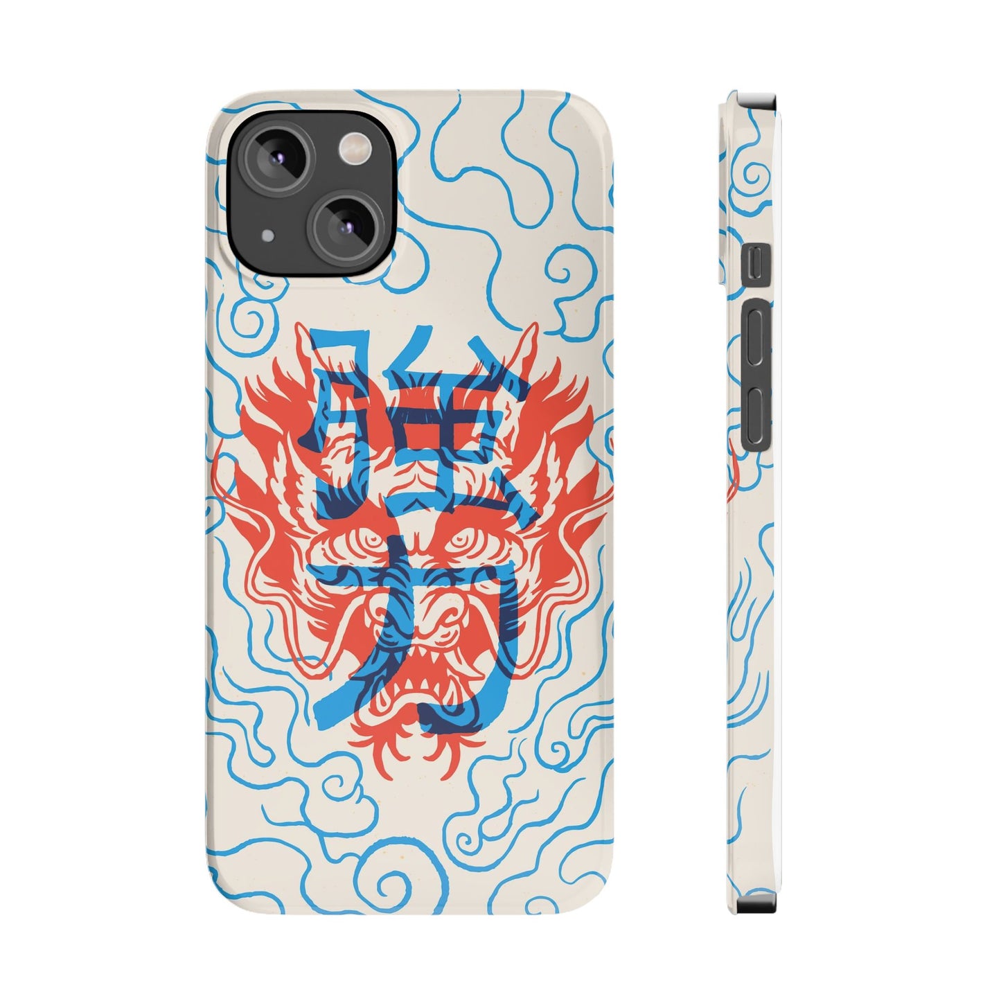 Geek iphone case with asian art duotone style. Case for iphone 15, iphone 14 and iphone 13 pro and max.