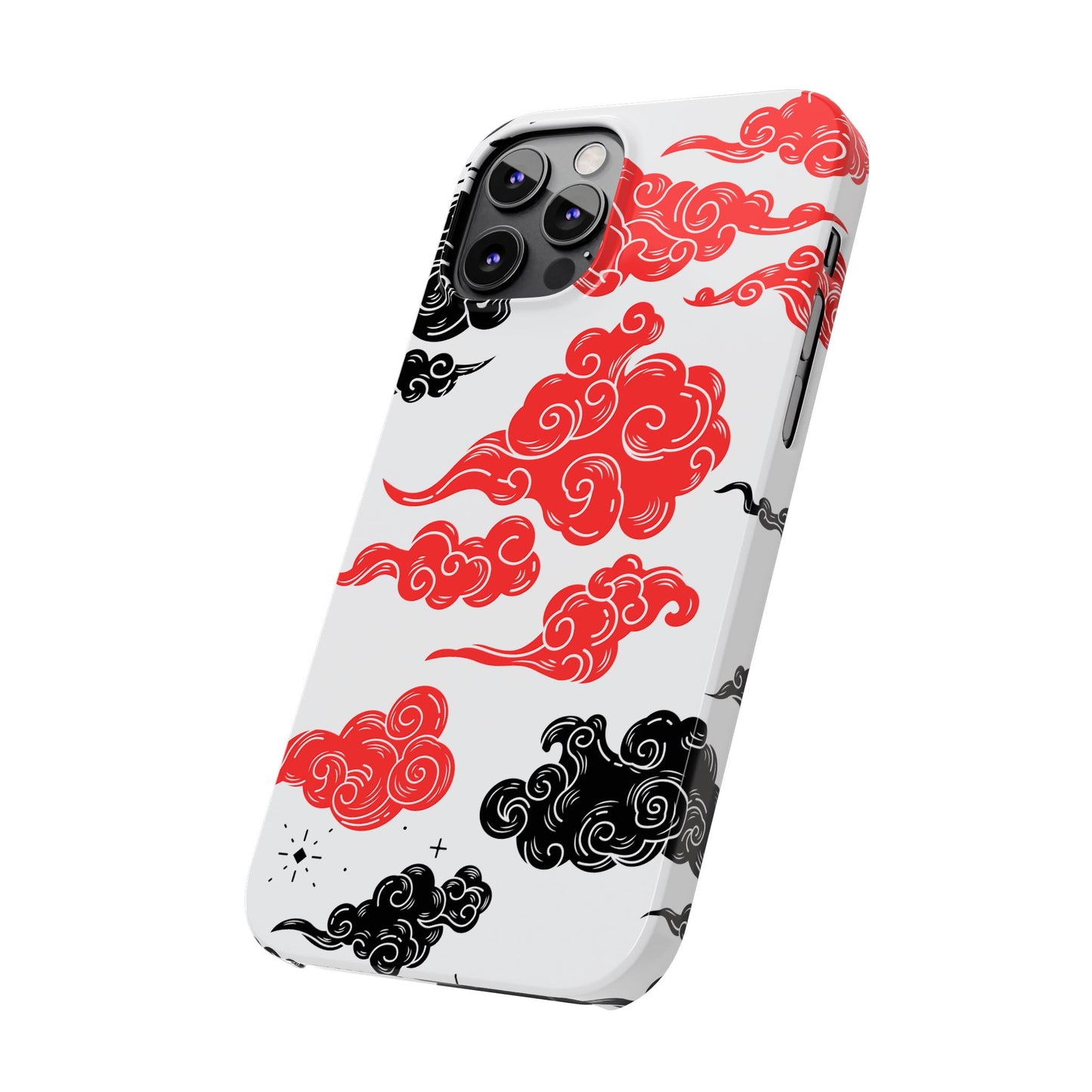 Red & Black Japanese Otaku Cloud iPhone Case - Stylish & Protective Cover