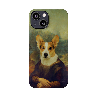 Puppy iPhone Case, Mona Lisa Parody, Wireless Charging - iPhone 16, 15, 14, 13 Pro/Max