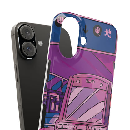 iPhone case with Japanese Vaporwave cityscape for iPhone 16, 15, 14 and 13. Neon Asian style