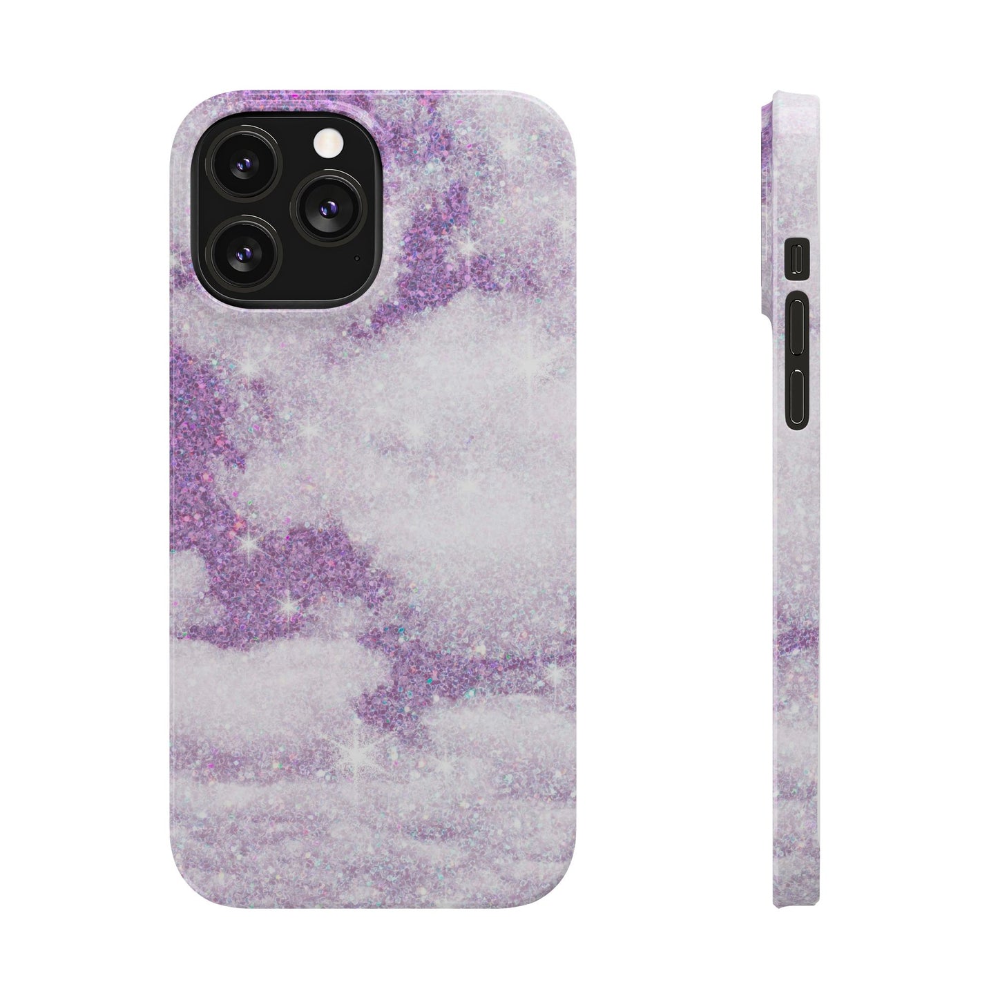 Purple Dreamy Clouds Phone Case - Mystical Glitter Protection for iPhone