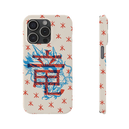 Geek iPhone case with dragon design and Asian art duotone style. Iphone 15 case, iphone 14 and iphone 13 pro and max