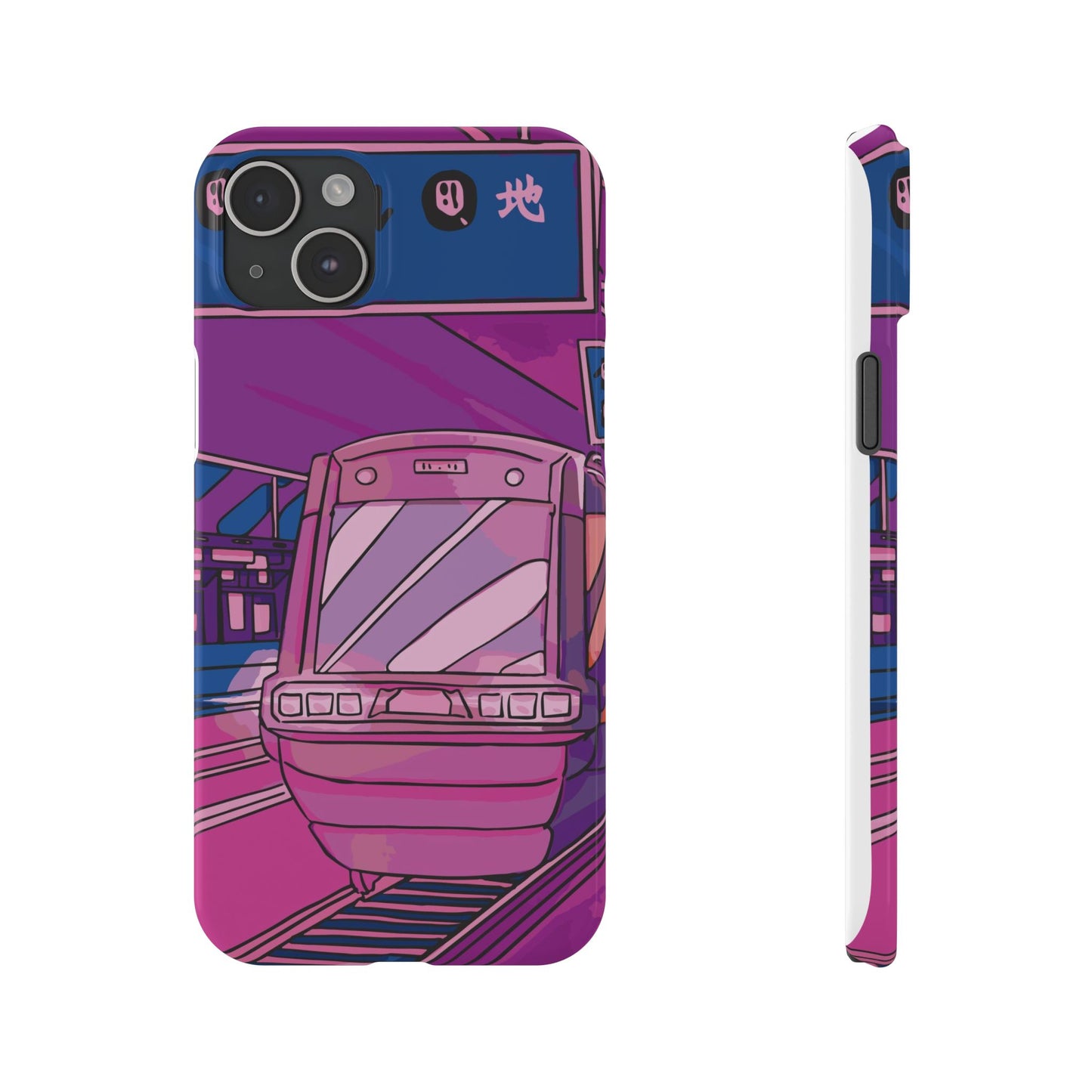 iPhone case with Japanese Vaporwave cityscape for iPhone 16, 15, 14 and 13. Neon Asian style